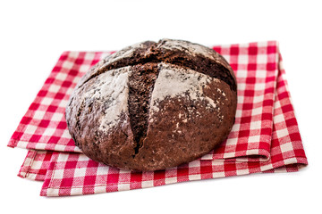 Fresh bread  isolated on white  background. Crisp. Homemade loaf of  bread, close up.