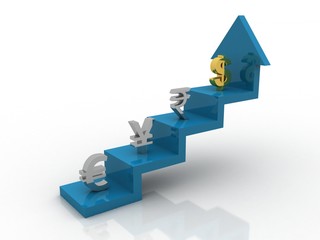 Fototapeta premium 3d rendering Global Currencies with business graph