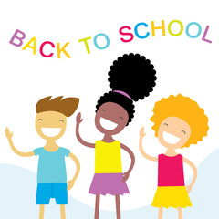 Happy kids vector illustration. Back to school concept.