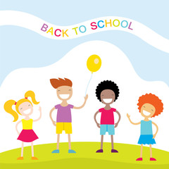 Happy kids vector illustration. Back to school concept.