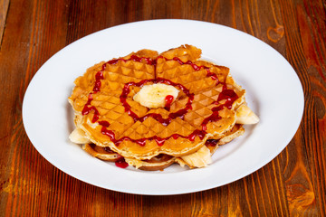 Waffle with banana