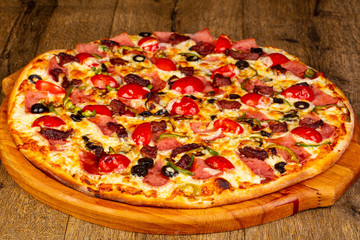 Pizza with sausages