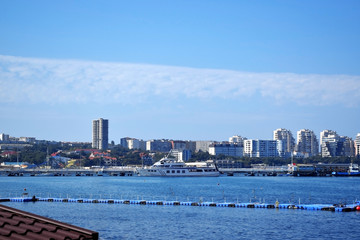 Gelendzhik, Russia - June 28, 2018: The view of the eastern part of the town from the embankment