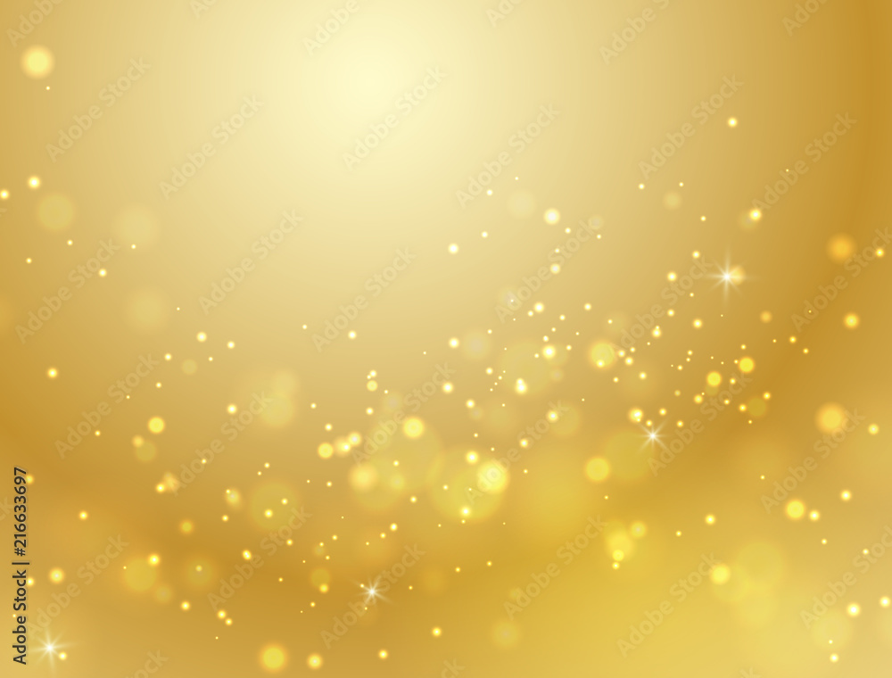 Wall mural vector abstract gold bokeh background light effect.