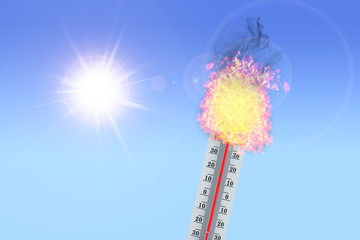 Vor Hitze explodierendes Thermometer