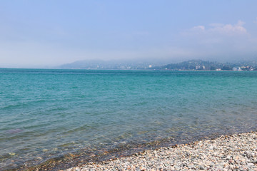 Pebble beach on Black sea in Batumi, Georgia