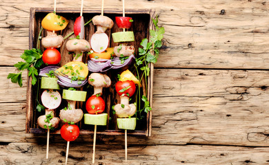 Vegetables grilled skewers