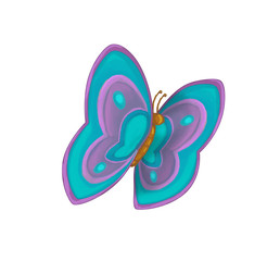 cartoon scene with flying butterfly - on white background - illustration for children