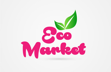 eco market pink green leaf word text logo icon