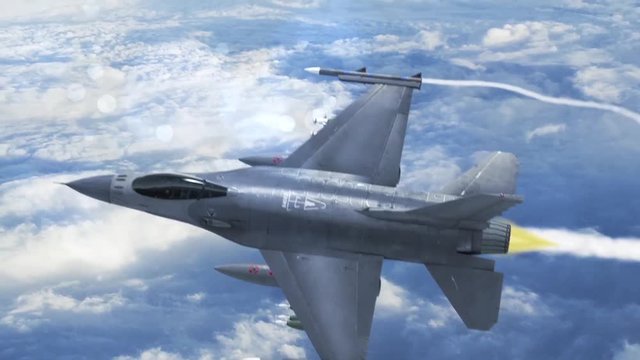 F-16 Fighting Aircraft Jet Green Screen Top 3D Rendering Background