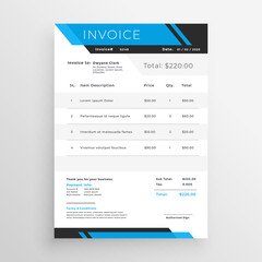 Obraz premium blue geometric customer invoice template design