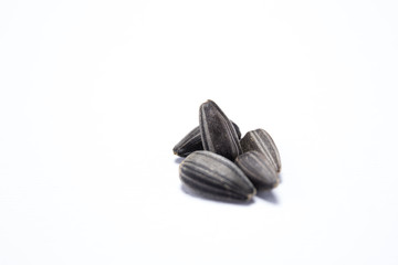 Macro view of natural organic sunflower seeds on background