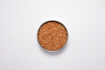 Macro view of natural organic kidney soya beans on background