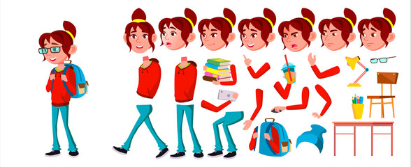 Girl Schoolgirl Kid Vector High School Child Animation Creation