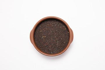 Macro view of natural organic rape seeds on background