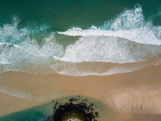 fantastic ocean waves on the beautiful coast of portugal. Aerial view