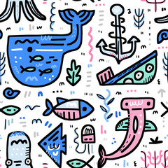 Marine Life Seamless Pattern