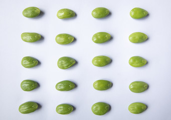 stink bean , bitter bean , parkia speciosa ( petai ), twisted cluster bean southern food of asian Thailand . smelly good vegetable herb . design pattern texture veggie background