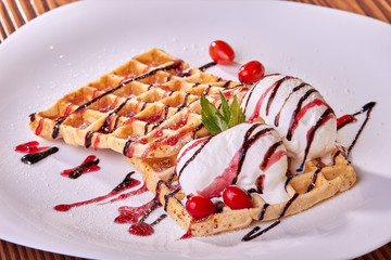 Belgian waffles with ice cream_8