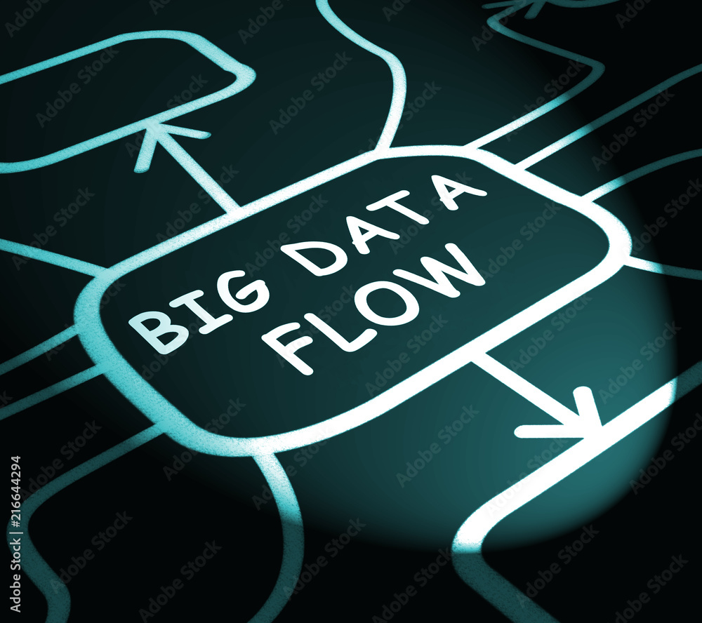 Poster bigdata flow stream of big data 3d illustration