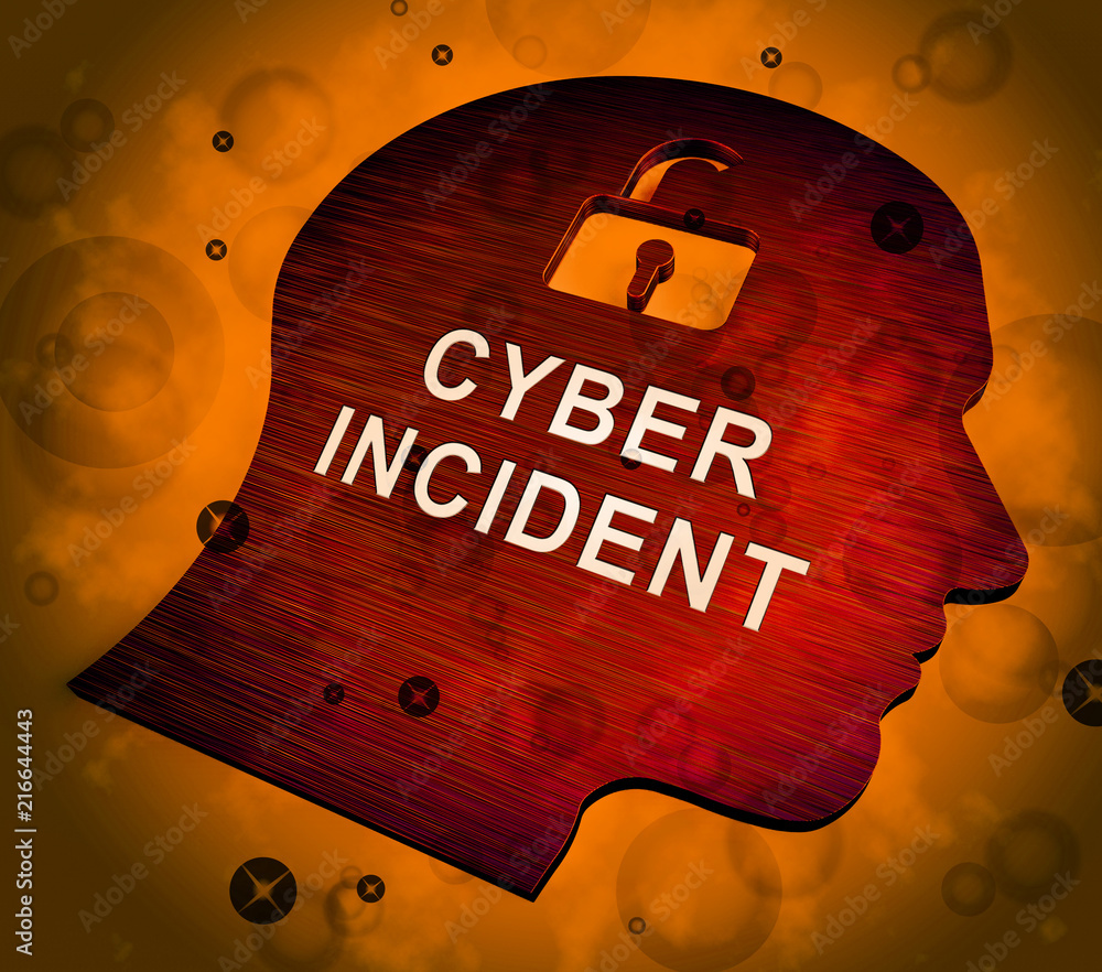 Poster cyber incident data attack alert 3d rendering