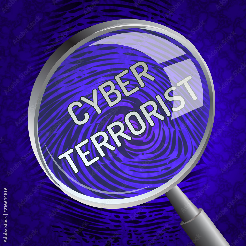 Aufkleber cyber terrorist extremism hacking alert 3d rendering