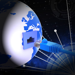 Interconnected Globe World Technology Link 3d Rendering