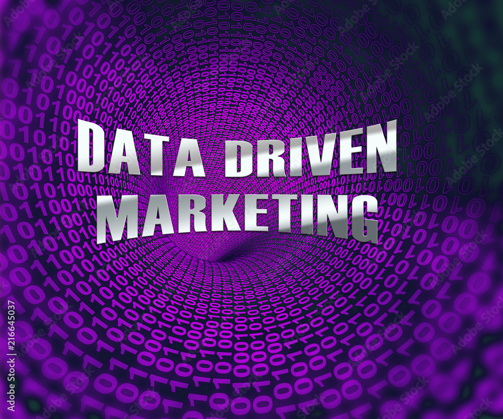 Poster data driven marketing database analytics 3d illustration