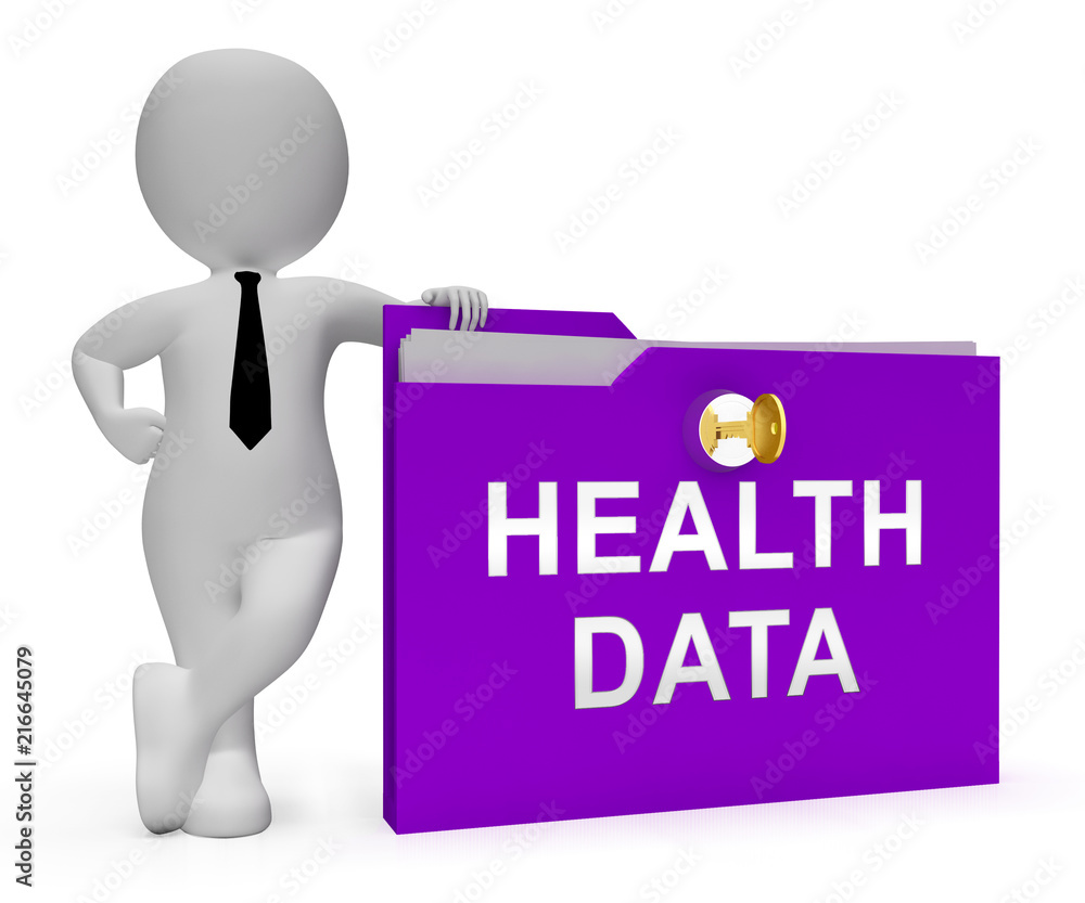Poster big data health medical database 3d rendering