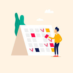 Planning, calendar, business plan. Flat style vector illustration.