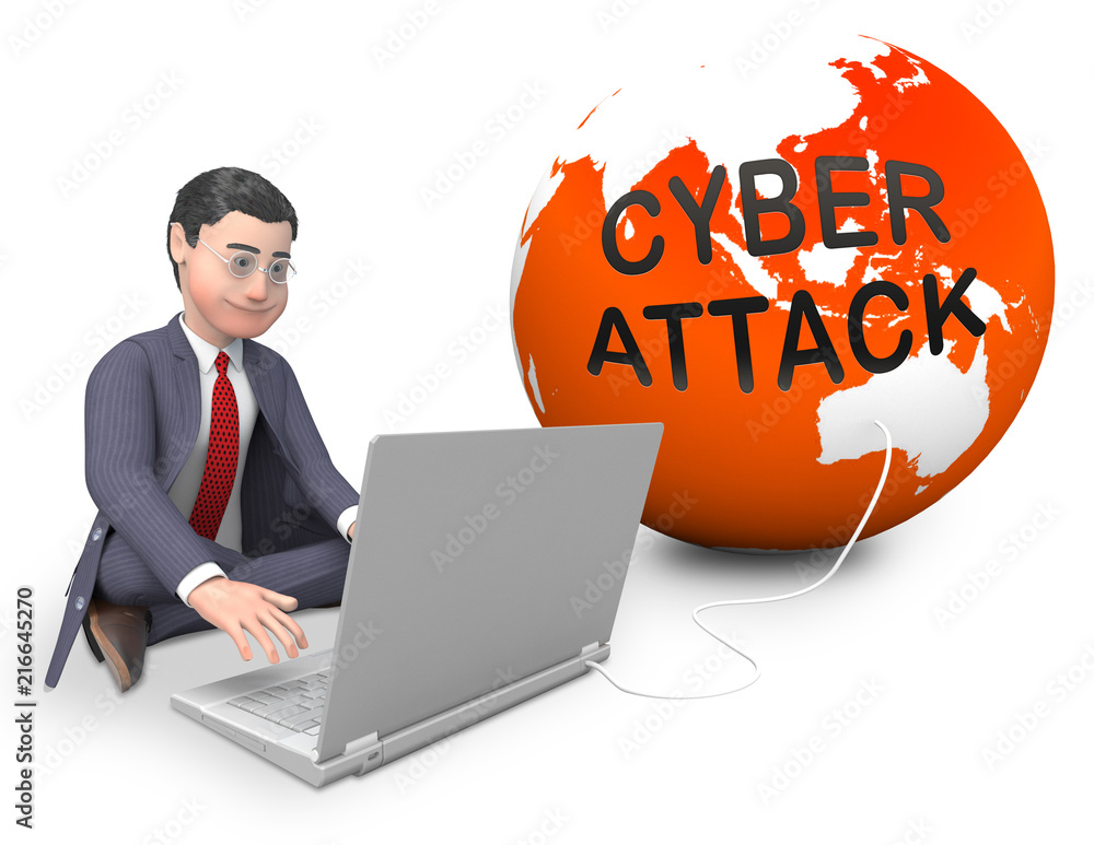 Poster hacker cyberattack malicious infected spyware 3d rendering