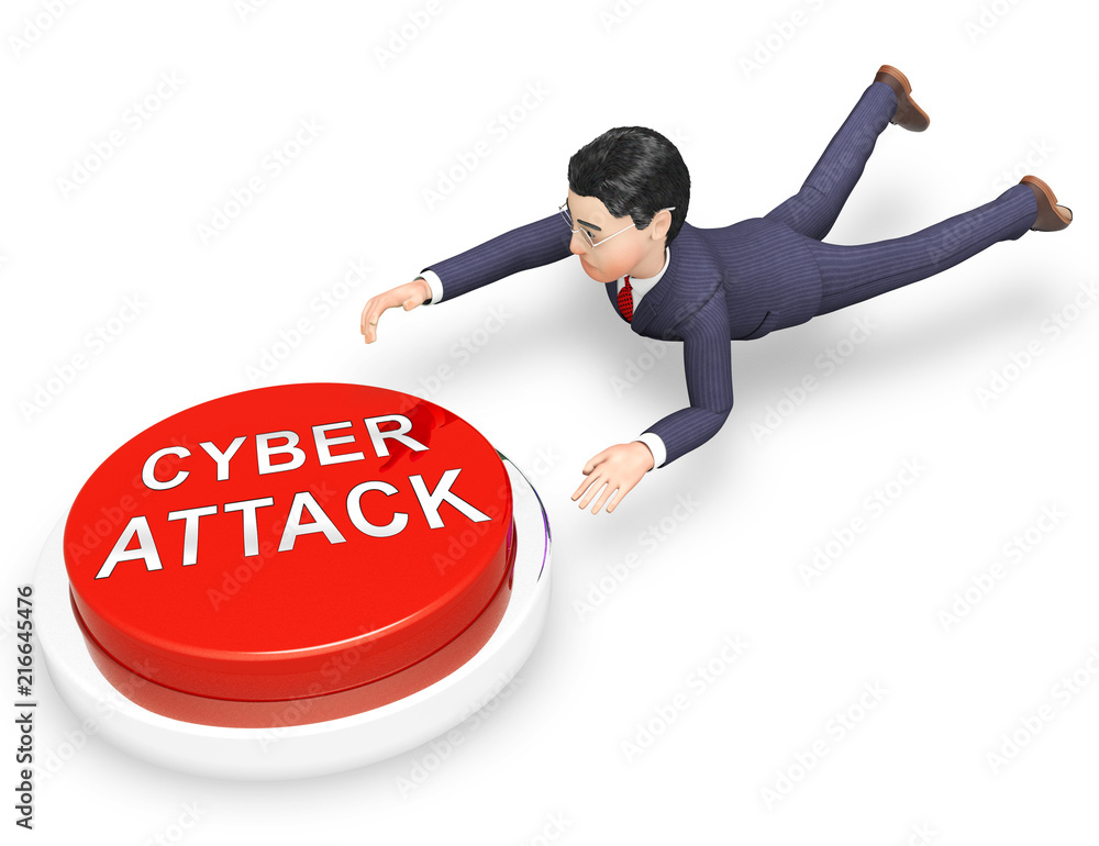 Aufkleber hacker cyberattack malicious infected spyware 3d rendering