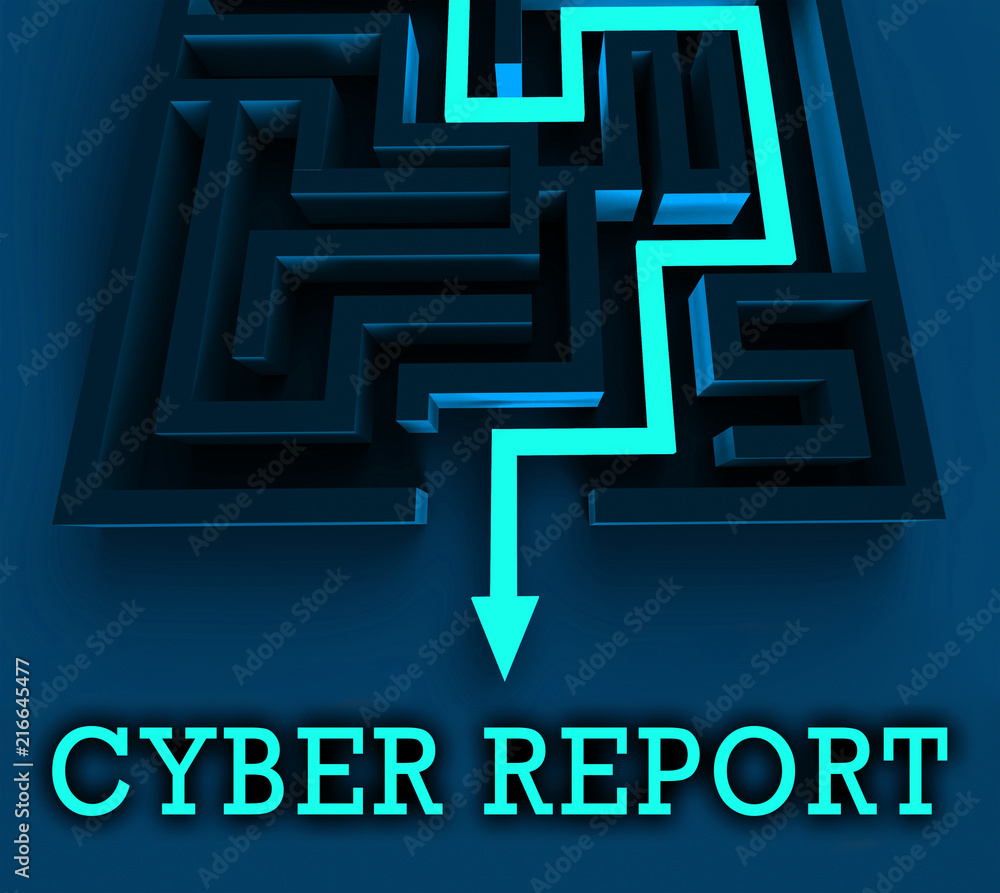 Poster cyber report digital analytics results 3d rendering