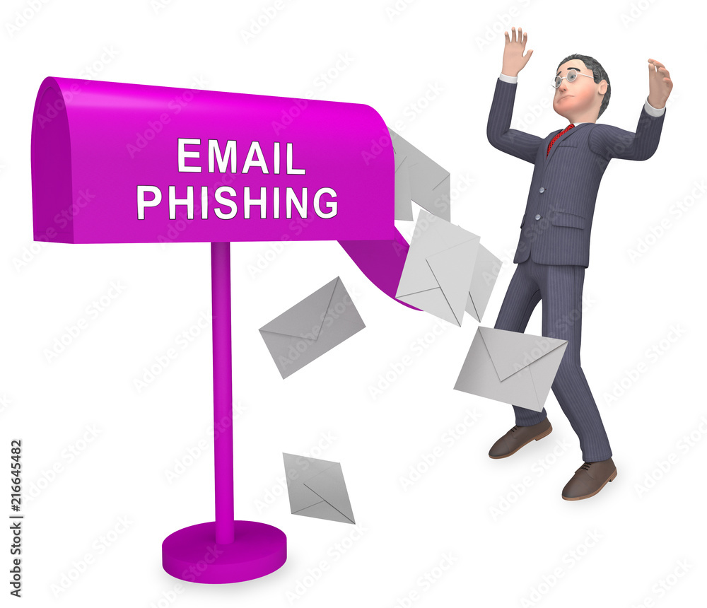 Poster phishing scam email identity alert 3d rendering