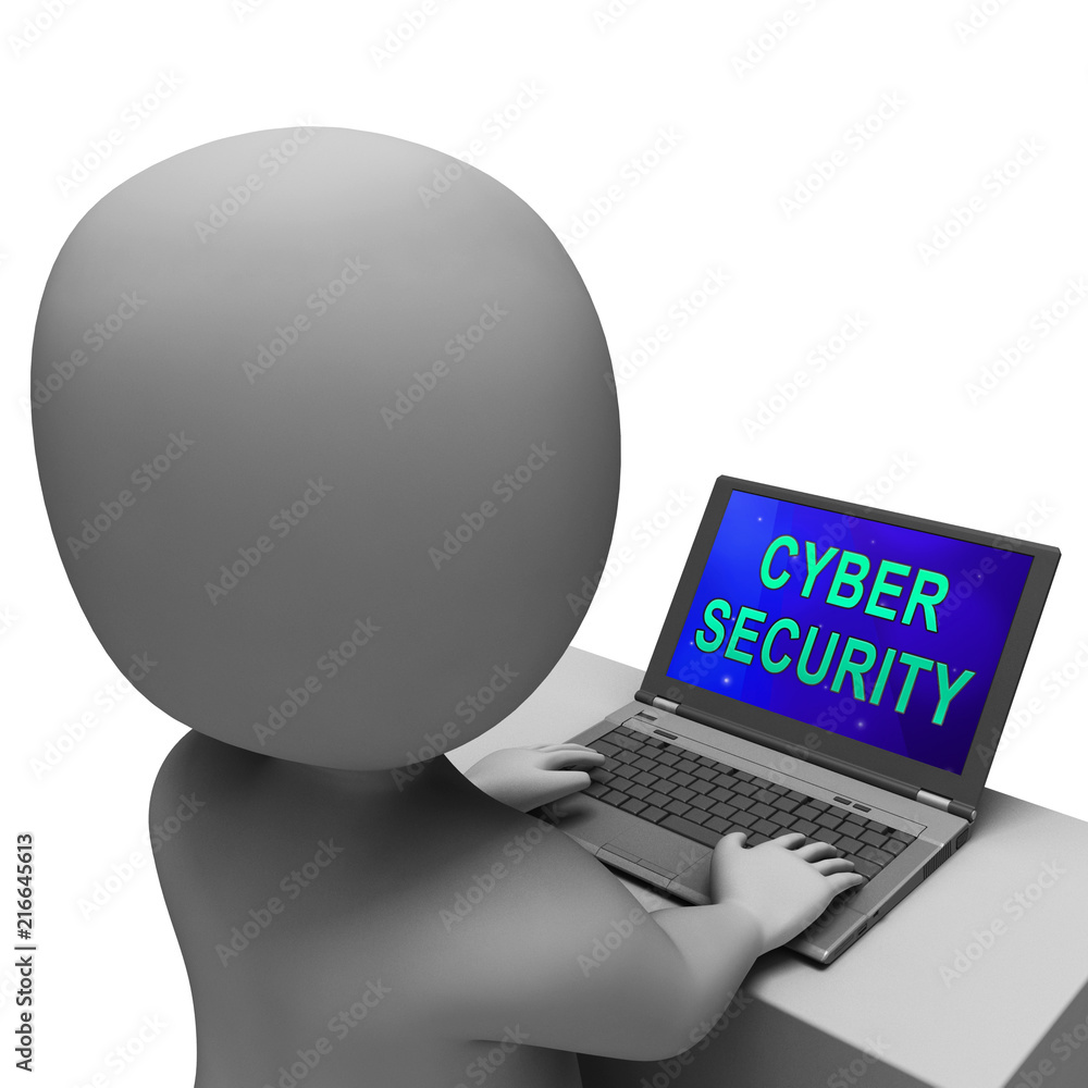 Poster cybersecurity technology hightech security guard 3d rendering