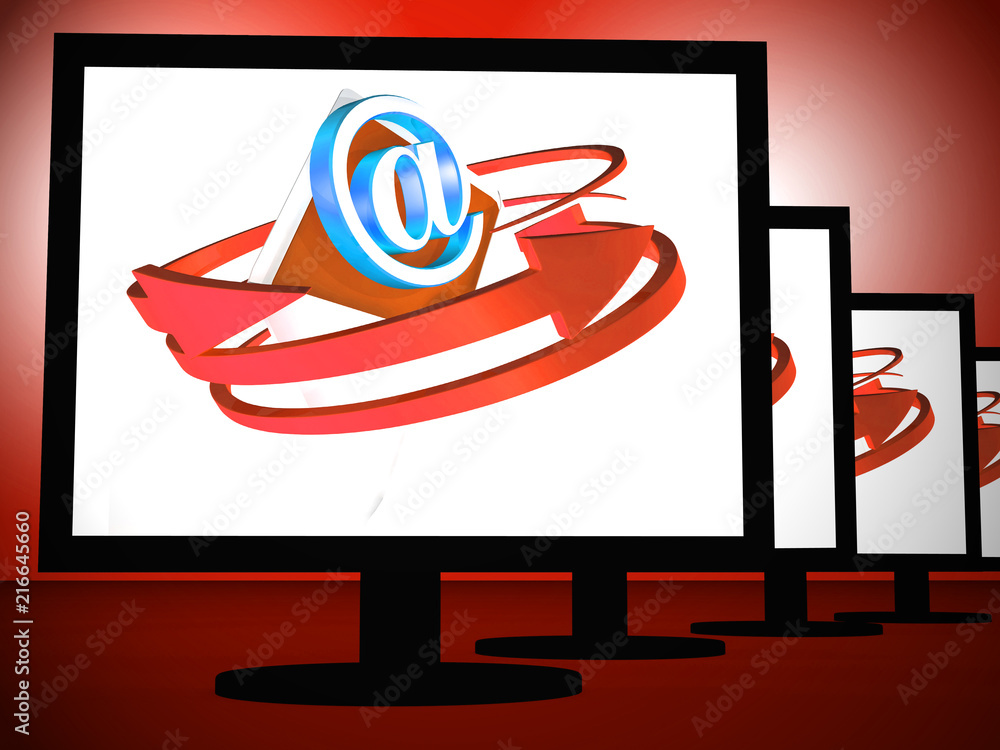 Poster malicious emails spam malware alert 3d rendering
