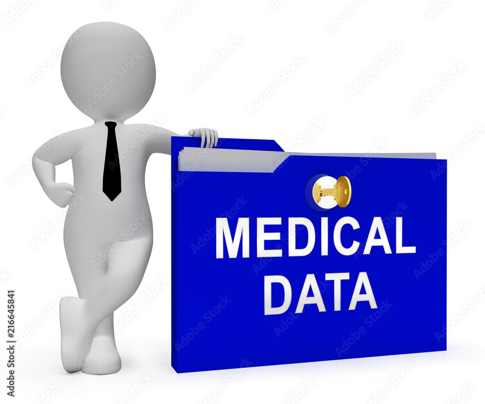 Poster big data medical health database 3d rendering