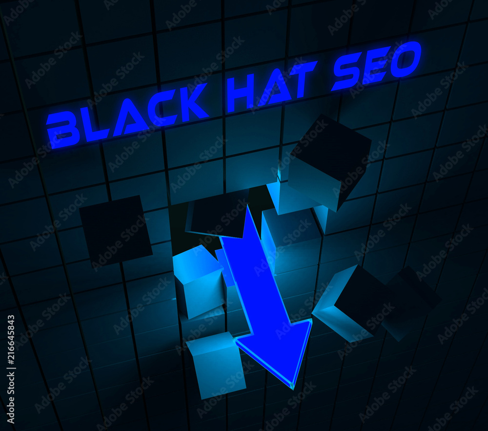 Poster black hat seo website optimization 3d rendering