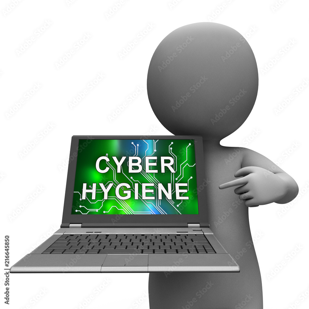 Aufkleber cyber hygiene healthy data structure 3d rendering