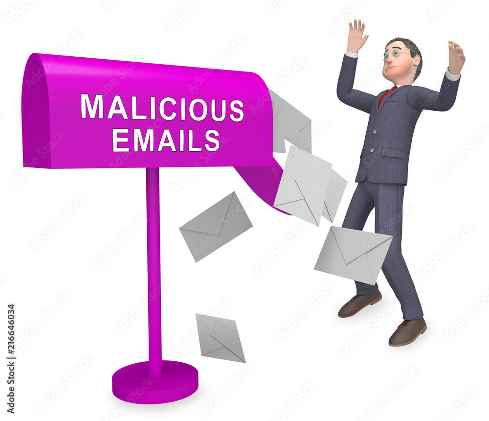 Poster malicious emails spam malware alert 3d rendering