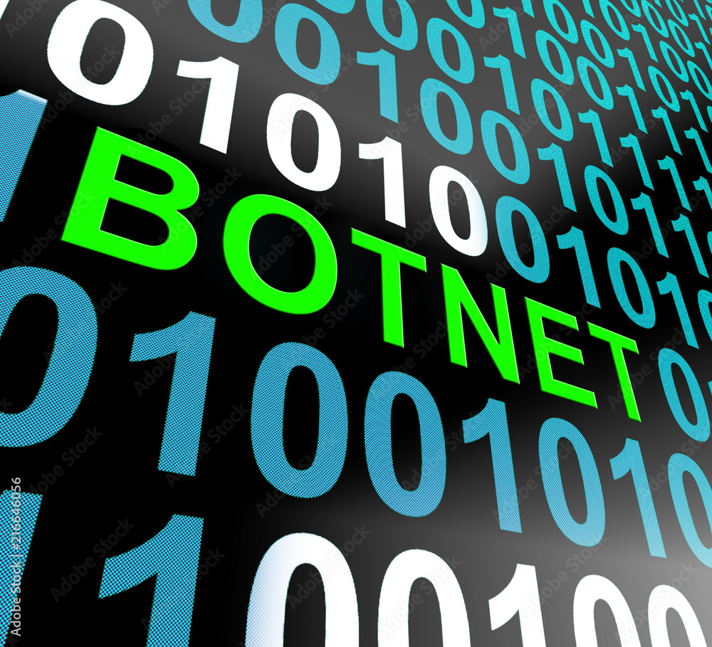 Poster botnet illegal scam network fraud 3d rendering