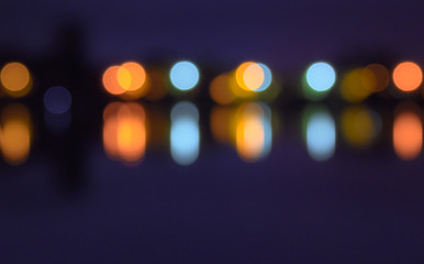 Fototapeta premium Bokeh Reflections of Night on the Bay