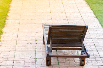 Wooden sun loungers Put on the pitch