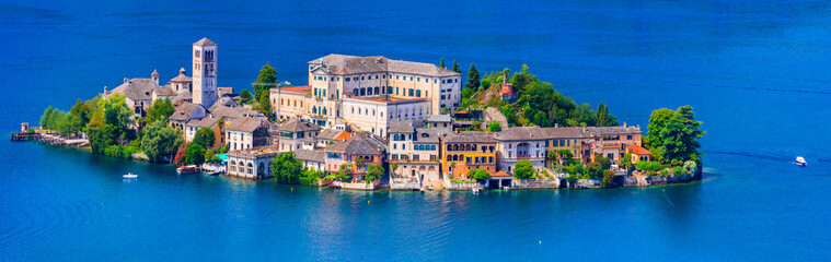 amazing unique island in the middle of lake - Orta san Giulio . Piemonte (Piedmont), north of Italy...