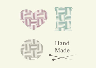 Knitting, sewing and needlework line icons. Knitting items