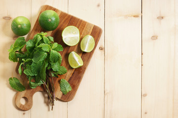 fresh mint leaves and lime