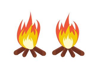 Vector cartoon bonfire. Fire camp. Campfire cartoon illustration