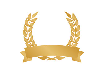 Vector gold laurel. Laurel wreath award and golden ribbon.