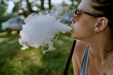 girl in the nature of hookah