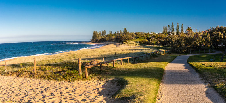 Sunset view of Shelly Beach at Caloundra, Sunshine Coast, Queensland, Australia